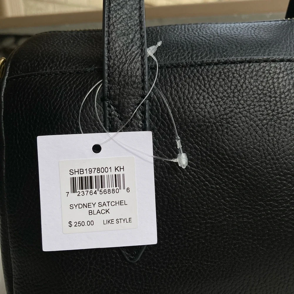 Fossil Sydney Satchel Black Pebbled Leather Hand Bag Cross Body Bag Purse NEW